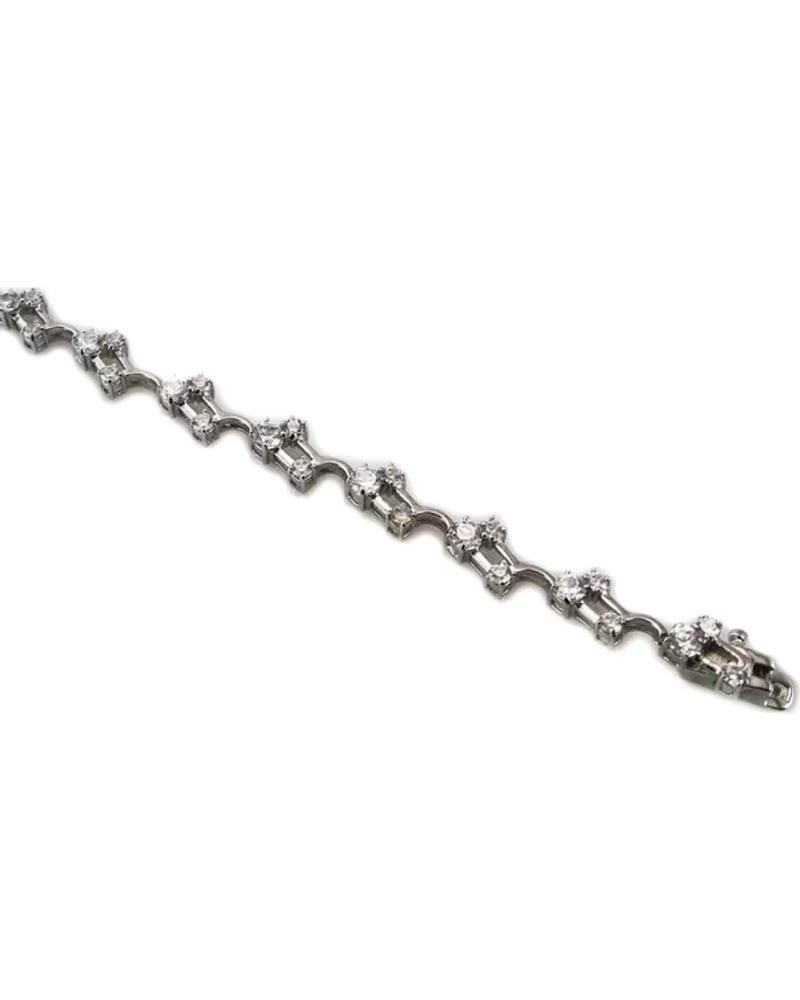 MINOPLATA PULSERA DE PLATA RODIADA CON CIRCONITAS BLANCAS