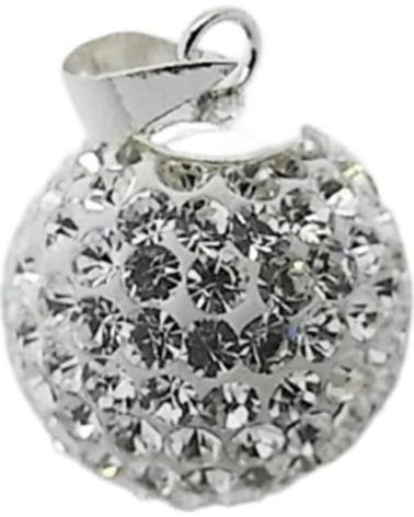 MINOPLATA COLGANTE BOLA DE PLATA CON CRISTALES BLANCOS 20 MM