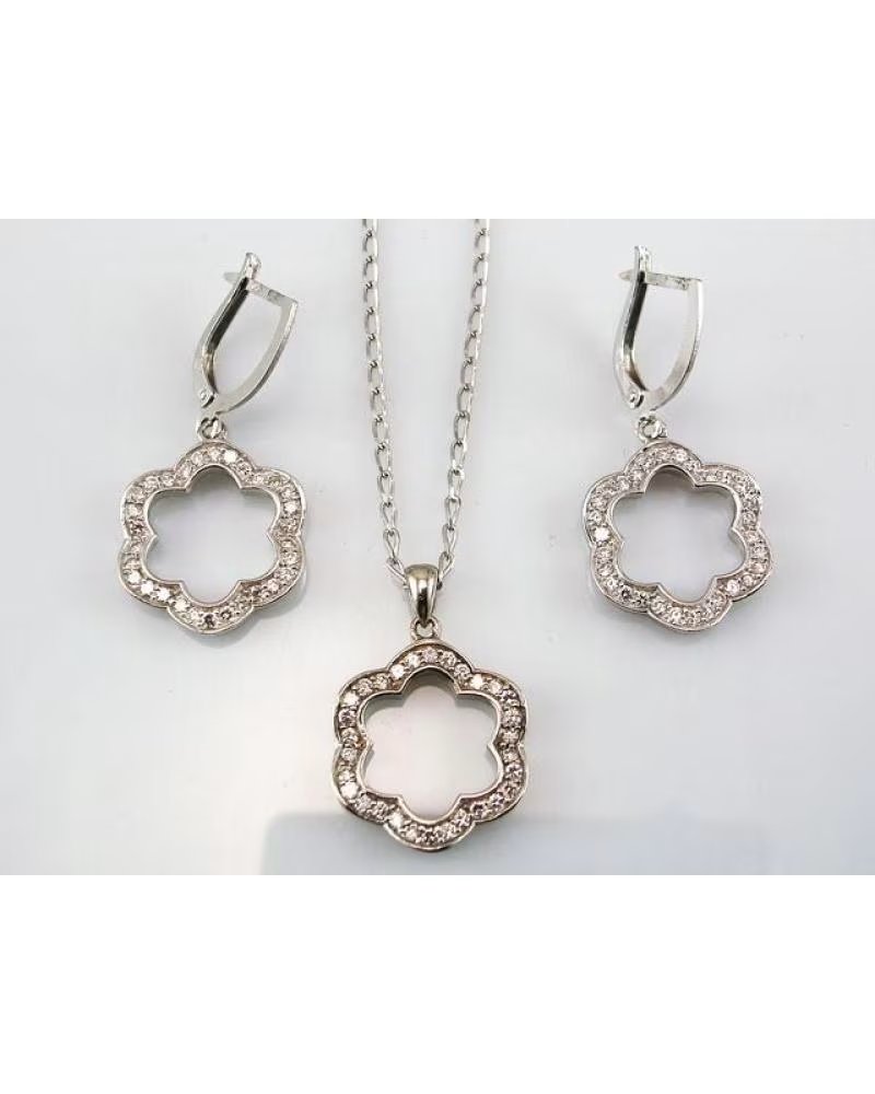 MINOPLATA SCHMUCKSET BLUMEN AUS SILBER UND ZIRKONIA