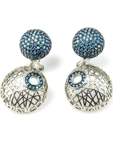 MINOPLATA PENDIENTES DE PLATA CON CÍRCULOS CALADOS Y CIRCONITAS AZULES