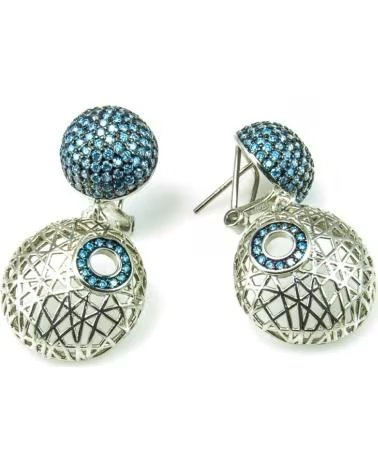 MINOPLATA PENDIENTES DE PLATA CON CÍRCULOS CALADOS Y CIRCONITAS AZULES