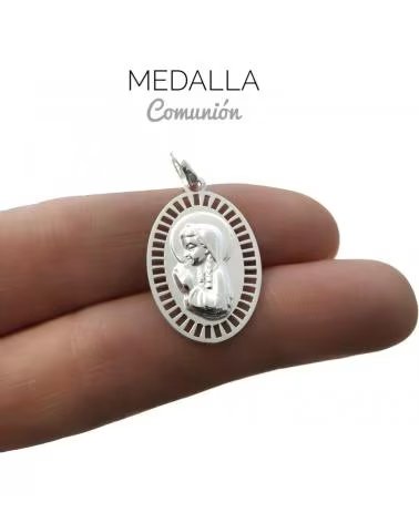 MINOPLATA MEDALLA OVALADA CALADA DE PLATA DE LEY VIRGEN NIÑA