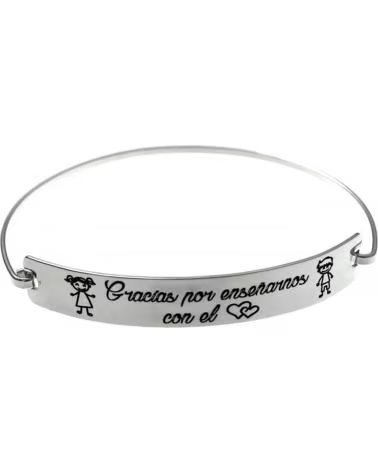 MINOPLATA PULSERA RÍGIDA DE PLATA CON INSCRIPCIÓN GRACIAS POR ENSEÑARNOS