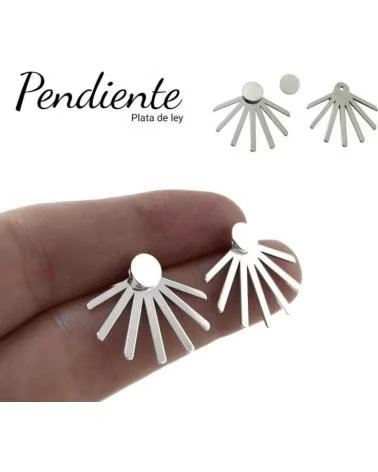 MINOPLATA PENDIENTES DE DOBLE DISCO Y BARRAS EN PLATA DE LEY