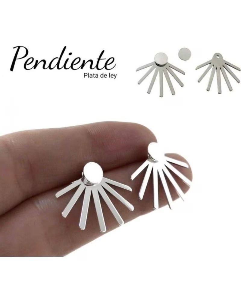 MINOPLATA PENDIENTES DE DOBLE DISCO Y BARRAS EN PLATA DE LEY