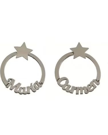 MINOPLATA PENDIENTES AROS ESTRELLA PERSONALIZADOS CON NOMBRE EN PLATA