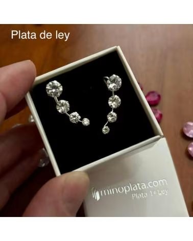 MINOPLATA PENDIENTES TREPADORES EN PLATA DE LEY CON CIRCONITAS