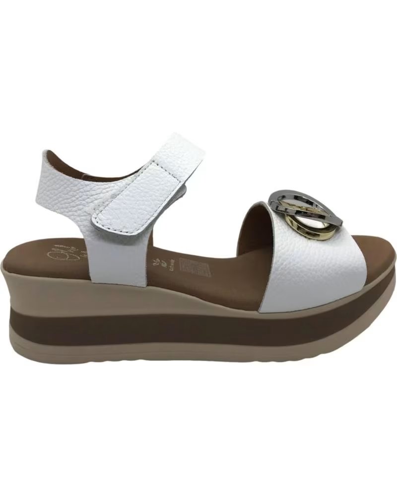 OH MY SANDALS LEDER-SANDALETTE MIT PLATEAU UND ZIERSCHNALLE 5974 BLANCO