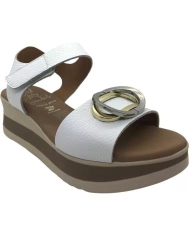 OH MY SANDALS LEDER-SANDALETTE MIT PLATEAU UND ZIERSCHNALLE 5974 BLANCO