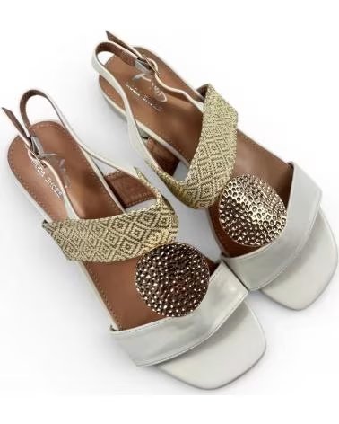 TIMBOS SANDALIA DE VESTIR CON TACÓN BAJO Y DETALLE BRILLANTE BLANCO