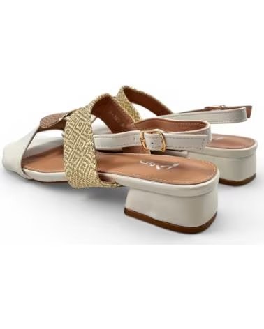 TIMBOS SANDALIA DE VESTIR CON TACÓN BAJO Y DETALLE BRILLANTE BLANCO