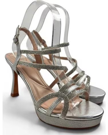 TIMBOS SANDALI CON TACCO E PLATEAU ARGENTO PLATEADO