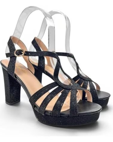 TIMBOS SANDALETTE MIT ABSATZ UND PLATEAU FÜR FESTLICHE ANLÄSSE NEGRO