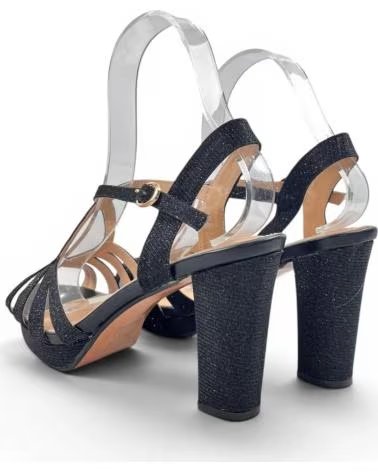 TIMBOS SANDALETTE MIT ABSATZ UND PLATEAU FÜR FESTLICHE ANLÄSSE NEGRO