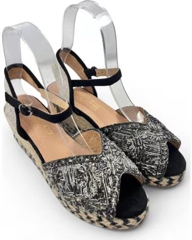 TIMBOS SANDÁLIA DE CUNHA EM ESPARTO 132713 PRETO NEGRO