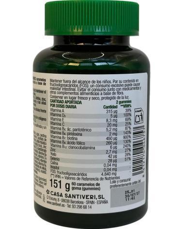 SANTIVERI GUMMIES CABELLO, PIEL Y UÑAS, 60 UNIDADES SIN AZÚCAR