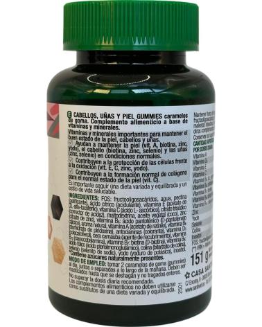 SANTIVERI GUMMIES CABELLO, PIEL Y UÑAS, 60 UNIDADES SIN AZÚCAR