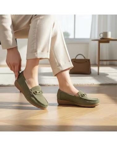 TIMBOS WEDGE LOAFERS FOR WOMEN IN GREEN VERDE