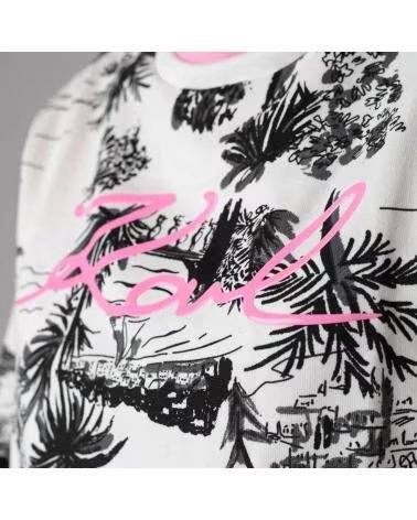 KARL LAGERFELD FELPA STAMPATA ÉCRU E NERA CRUDO NEGRO