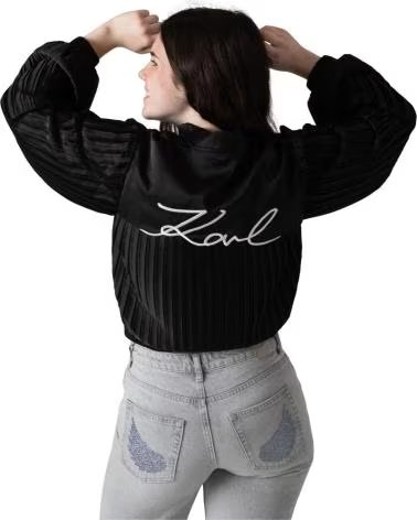 KARL LAGERFELD GIACCA PLISSETTATA Z31131-09B NEGRO