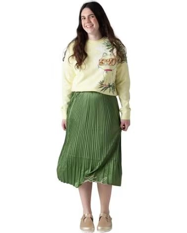 KARL LAGERFELD GREEN MIDI PLEATED SKIRT WITH ELASTIC WAISTBAND VERDE