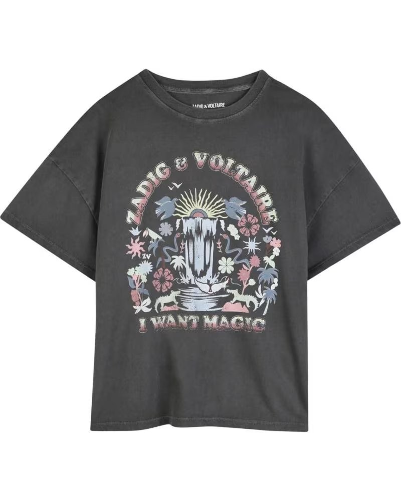 ZADIG AND VOLTAIRE & KURZARM-T-SHIRT IN SCHWARZ MIT GRAFIK NEGRO