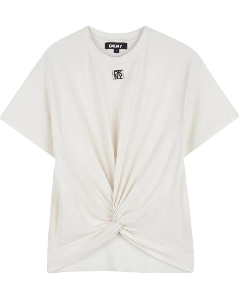 DKNY CAMISETA DE MANGA CORTA D62629-560 EN BEIGE PARA NINAS AMARILLO ORO