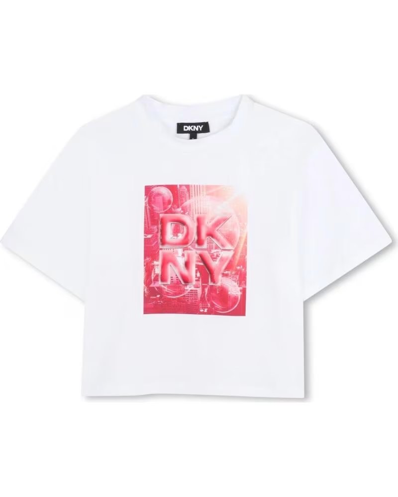 DKNY CAMISETA DE MANGA CORTA D62621-N54 EN BLANCO PARA NINAS BLANCO ROSA