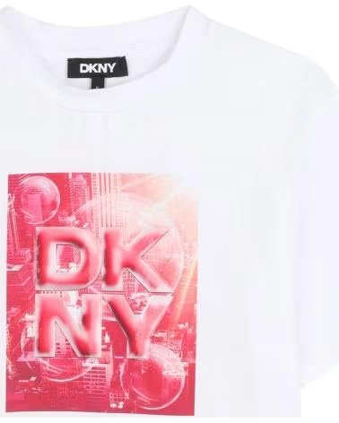 DKNY CAMISETA DE MANGA CORTA D62621-N54 EN BLANCO PARA NINAS BLANCO ROSA