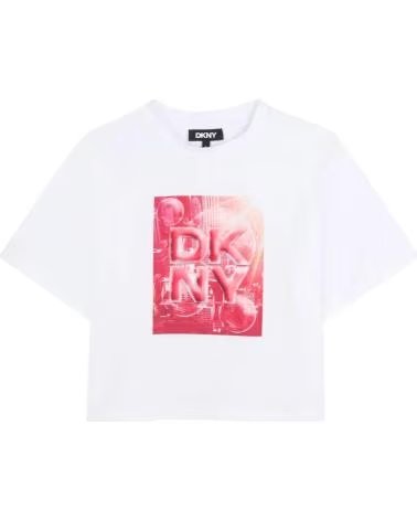 DKNY CAMISETA DE MANGA CORTA D62621-N54 EN BLANCO PARA NINAS BLANCO ROSA