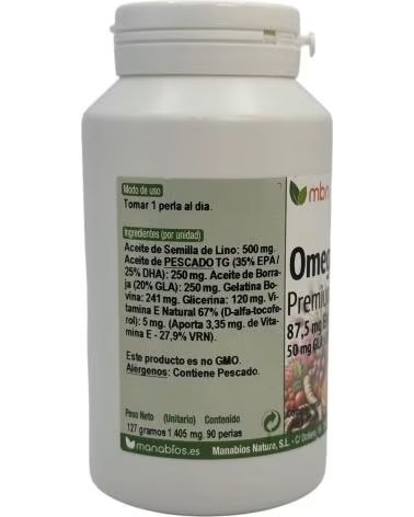 MANABIOS OMÉGA 3 6 9 PREMIUM 1000MG - 90 PERLES