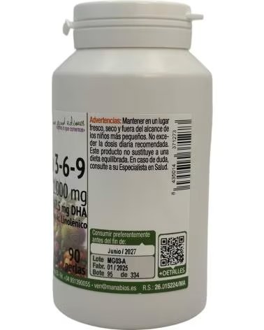 MANABIOS OMÉGA 3 6 9 PREMIUM 1000MG - 90 PERLES