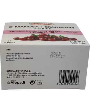 INTEGRALIA D-MANOSE + CRANBERRY FORTE, SUPLEMENTO ALIMENTAR 150 CÁPSULAS