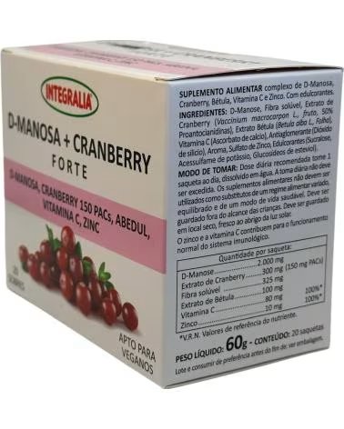 INTEGRALIA D-MANOSE + CRANBERRY FORTE, SUPLEMENTO ALIMENTAR 150 CÁPSULAS