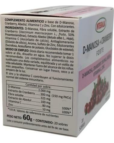 INTEGRALIA D-MANOSE + CRANBERRY FORTE, SUPLEMENTO ALIMENTAR 150 CÁPSULAS