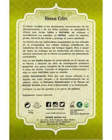 ARTESANIA AGRCOLA RADHE SHYAM HENNA PÓ NEUTRO BIO 100G