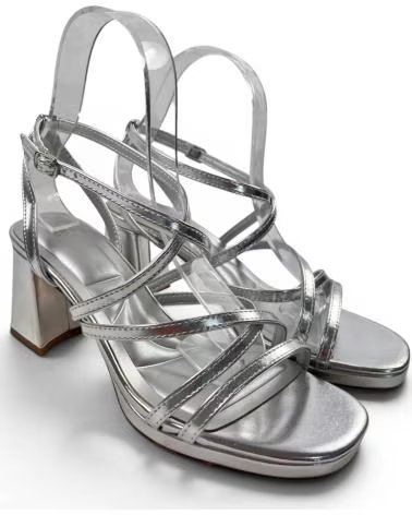 TIMBOS SANDALE À TALONS 132758 COULEUR ARGENT PLATEADO