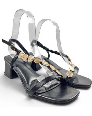 TIMBOS ELEGANTER SANDALETTE MIT ABSATZ UND KETTEN-DETAIL - SCHWARZ NEGRO