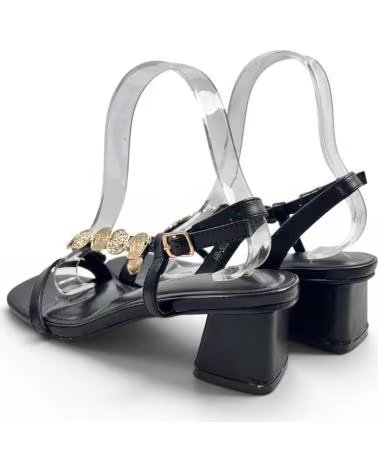 TIMBOS ELEGANTER SANDALETTE MIT ABSATZ UND KETTEN-DETAIL - SCHWARZ NEGRO