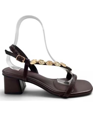 TIMBOS SANDÁLIA DE VESTIR COM SALTO E DETALHE DECORATIVO MARRóN