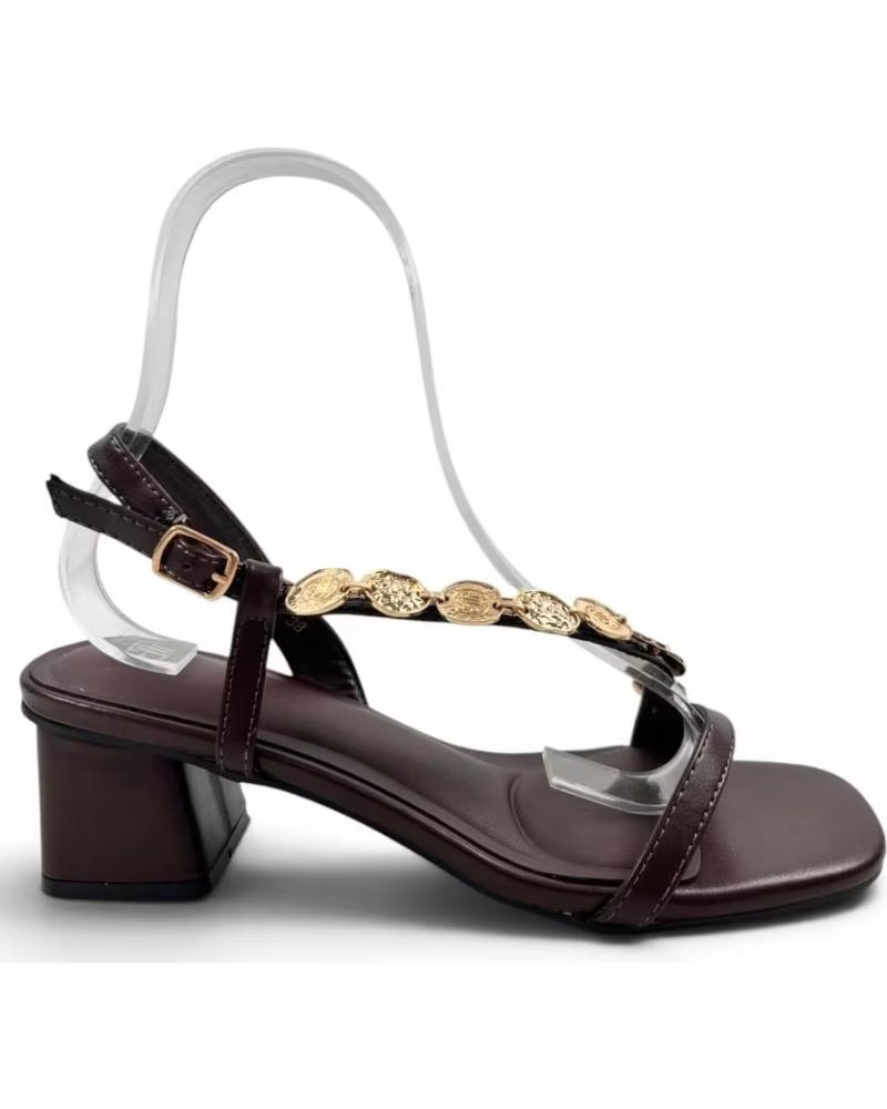 TIMBOS SANDÁLIA DE VESTIR COM SALTO E DETALHE DECORATIVO MARRóN