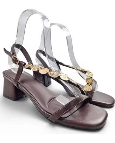 TIMBOS SANDÁLIA DE VESTIR COM SALTO E DETALHE DECORATIVO MARRóN