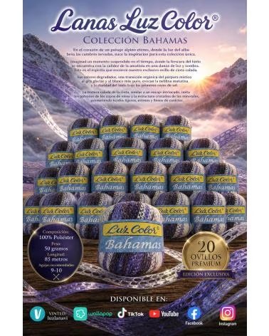GOMITOLO DI POLIESTERE SFUMATO LUZ COLOR BAHAMAS MATIZADO