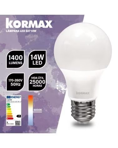 KORMAX LÂMPADA LED 14W 1400 LÚMENS MULTICOLOR