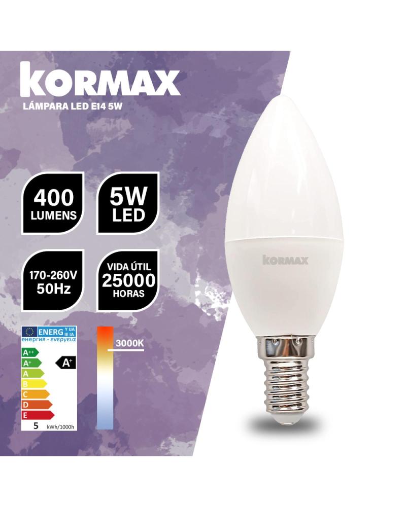 KORMAX BOMBILLA LED 5W VELA MULTICONTACTO MULTICOLOR