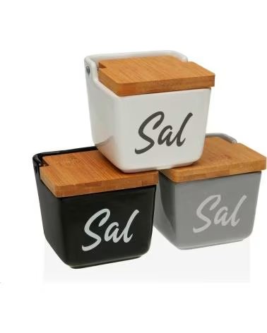 VERSA ENSEMBLE DE SALIÈRES AVEC COUVERCLE EN BOIS MULTICOLOR