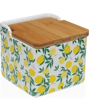 VERSA RECIPIENTE PARA COCINA CON TAPA DE BAMBÚ DISEÑO LIMONES MULTICOLOR