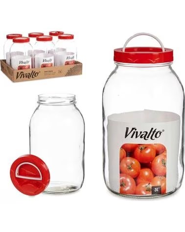 VIVALTO GLASBEHÄLTER MIT ROTEM LUFTDICHTEM DECKEL MULTICOLOR