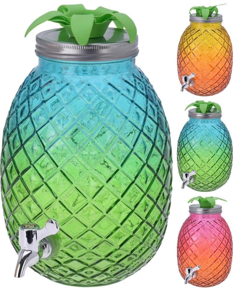 EXCELLENT DISPENSADOR DE BEBIDAS DISEÑO PIÑA CON GRIFO MULTICOLOR
