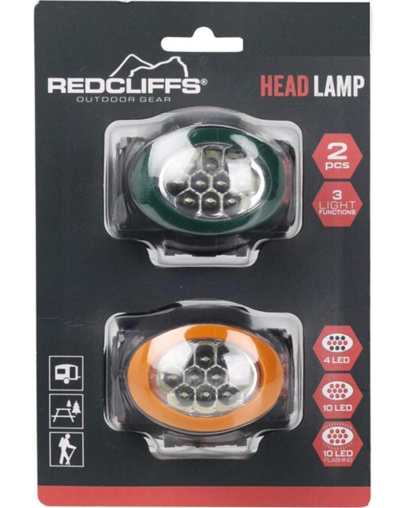 SET DE 2 LINTERNAS FRONTALES LED REDCLIFFS PARA CAMPING Y EXTERIOR MULTICOLOR